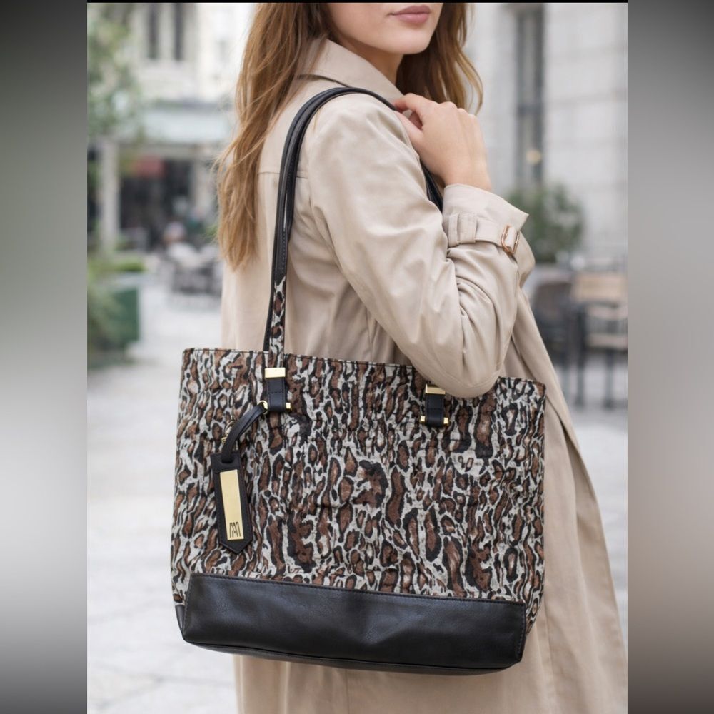 Antonio Melani Leopard Print Leather Tote Bag